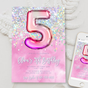 Editable rose 5e anniversaire Invitation Modèle Gl