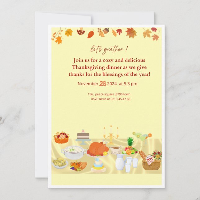 editable thanksgiving dinner invitation card with  (Devant)