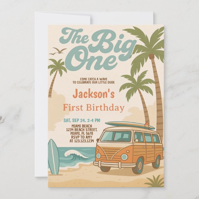 Editable The Big One 1st Birthday Invitation (Devant)