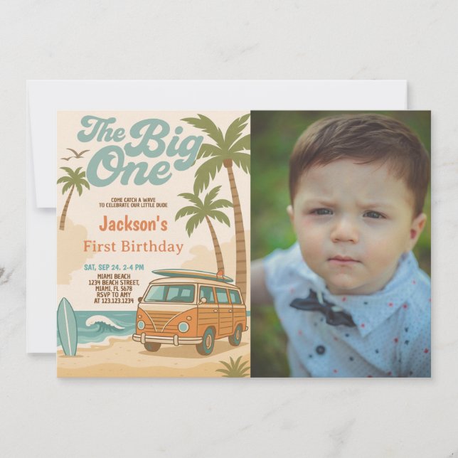 Editable The Big One 1st Birthday Invitation (Devant)
