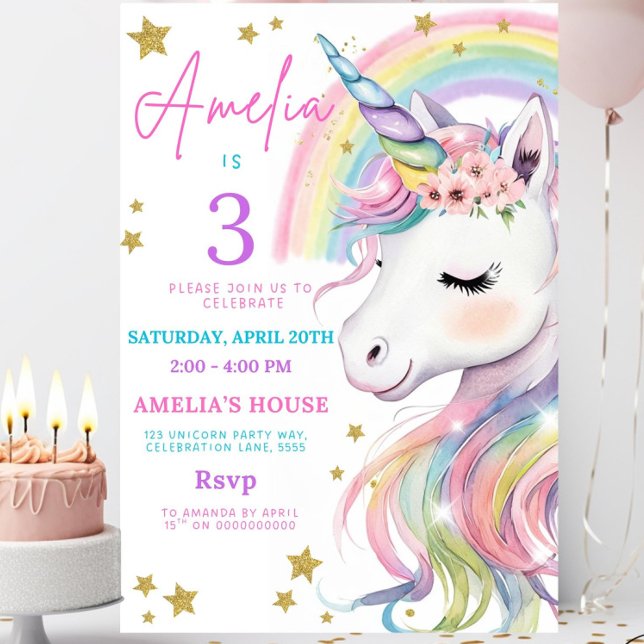 Editable Unicorn Birthday Invitation Magical Paste (Créateur téléchargé)
