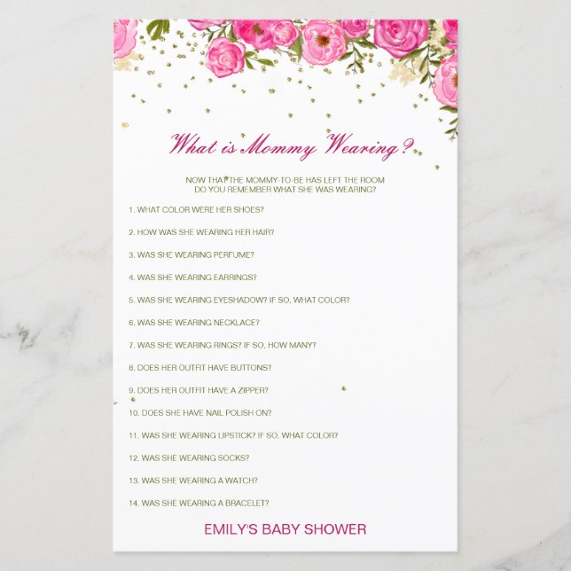 Editable What is maman Wear Baby shower Game (Devant)