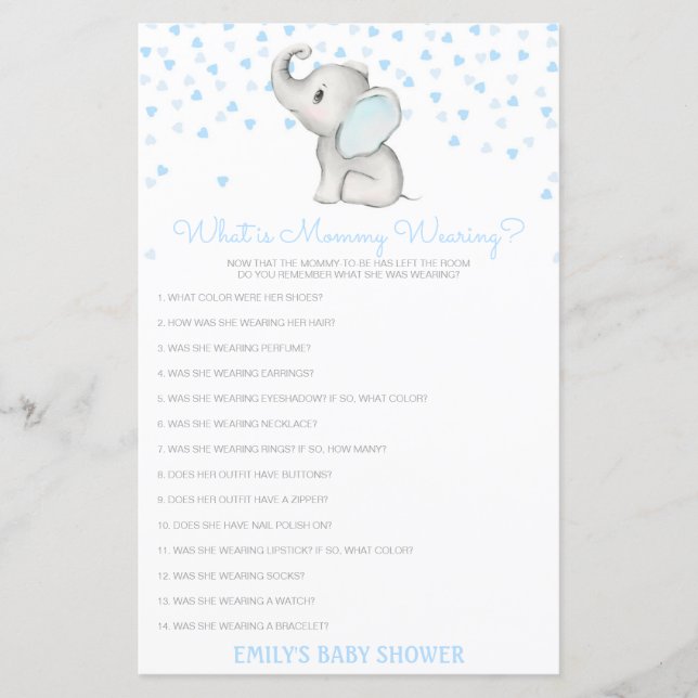 Editable What is maman Wear Baby shower Game (Devant)