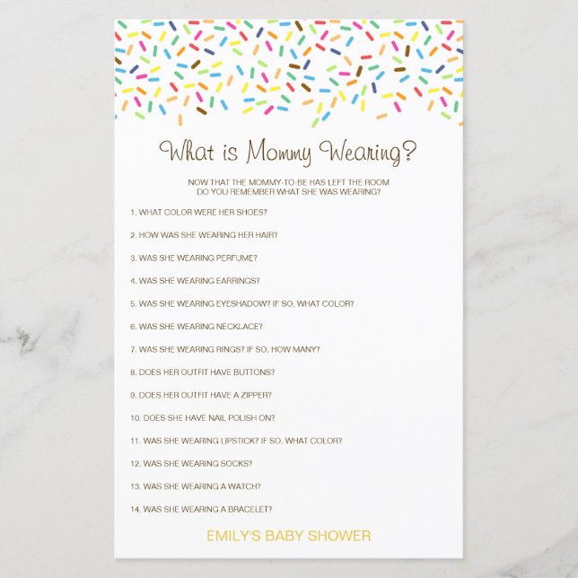 Editable What is maman Wear Baby shower Game (Devant)