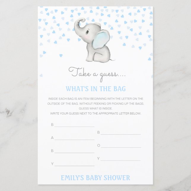 Editable What's in the Bag Baby shower Game (Devant)