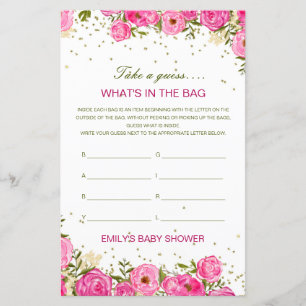 Editable What's in the Bag Baby shower Game