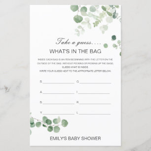 Editable What's in the Bag Baby shower Game