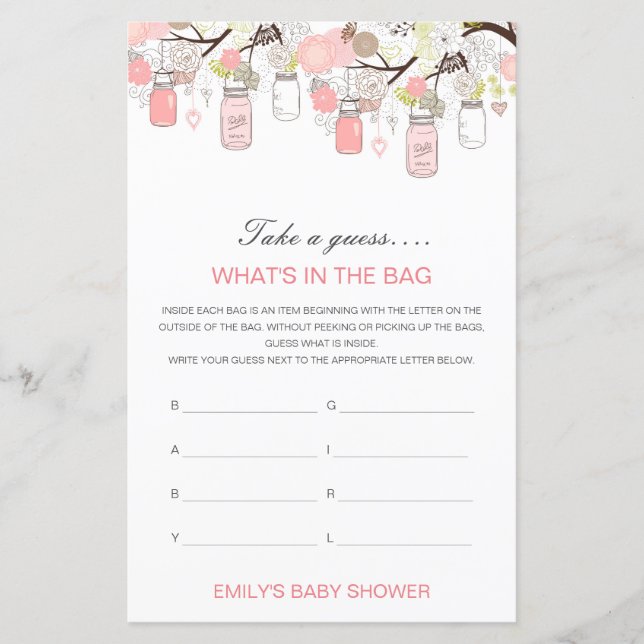Editable What's in the Bag Baby shower Game (Devant)