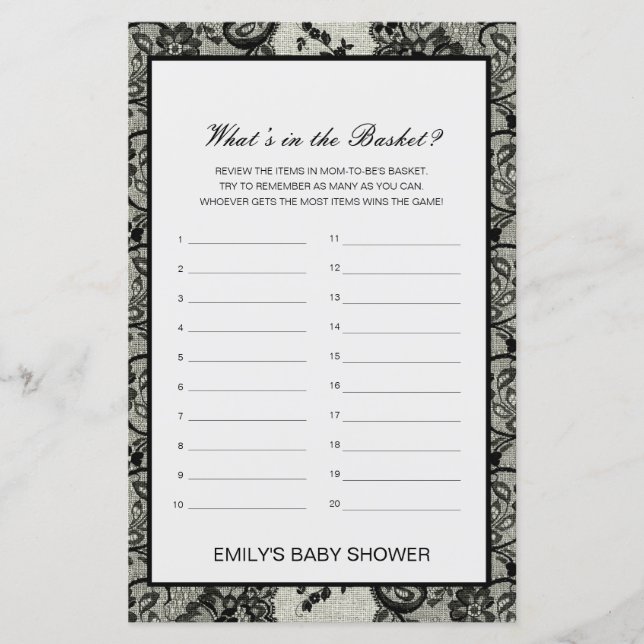 Editable What's in the Basket Baby shower Game (Devant)