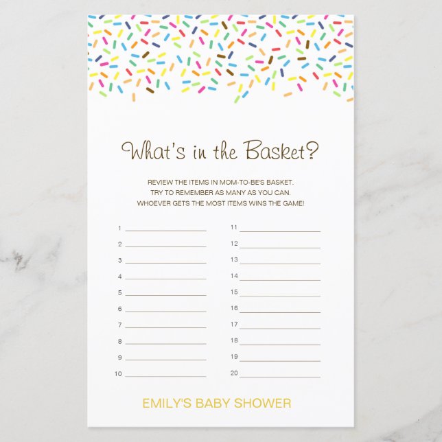 Editable What's in the Basket Baby shower Game (Devant)