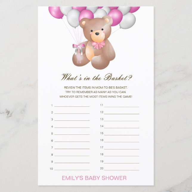 Editable What's in the Basket Baby shower Game (Devant)