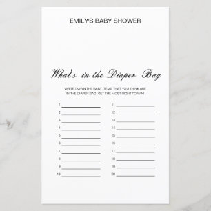 Editable What's in the Diaper Bag Baby shower Game