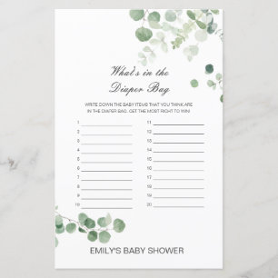 Editable What's in the Diaper Bag Baby shower Game