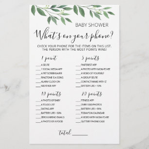 Editable What's on your phone Baby shower Jeu