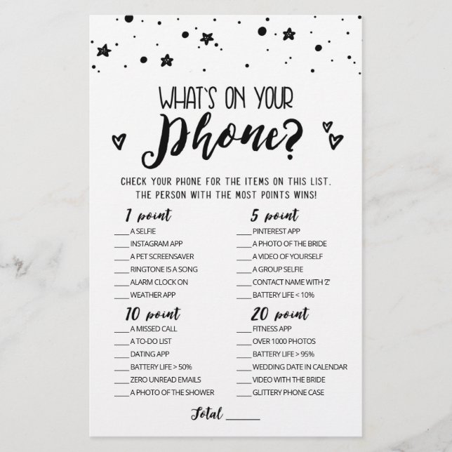 Editable What's on your phone Bridal Party jeu (Devant)