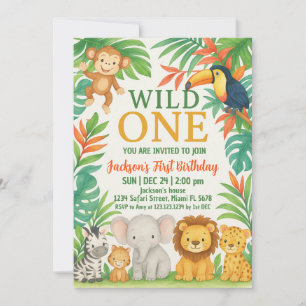 Editable Wild One Safari Invitation Anniversaire