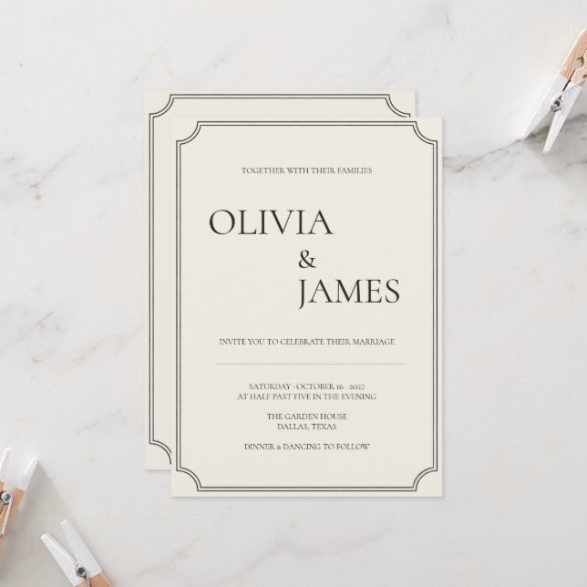 ÉDITORIAL Invitation Suite par The Q Wedding Edit (Devant/Arrière en situation)