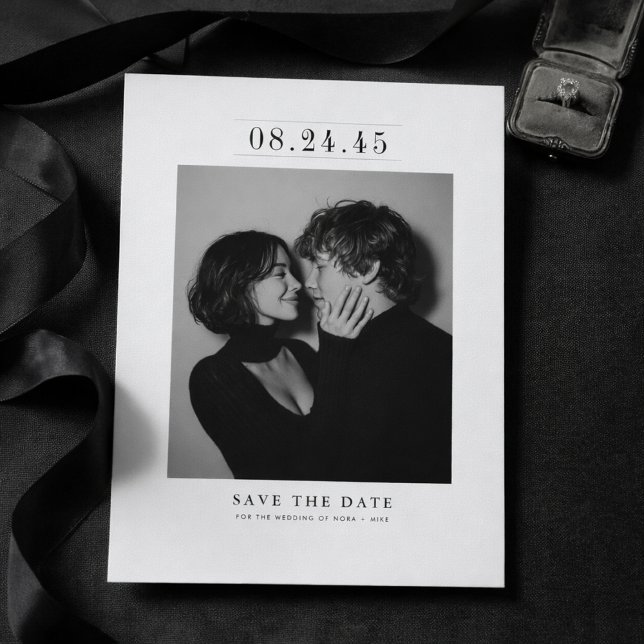 Éditorial Serif Photo Noir et Blanc Save the Date (Créateur téléchargé)
