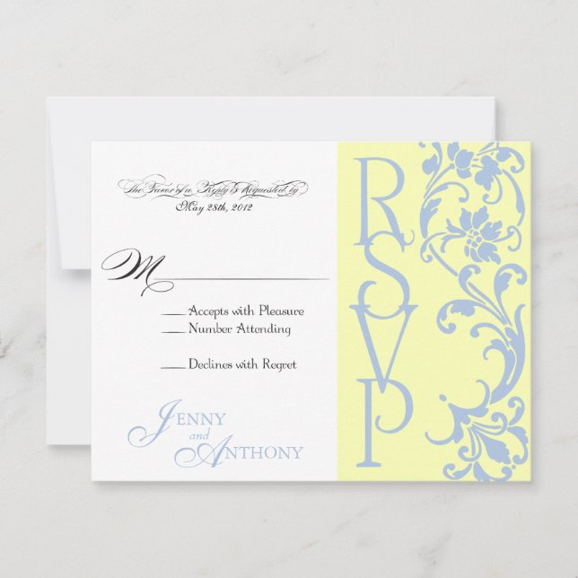 eDIY Elegant Simple RSVP Buttercream et Sky Blue (Devant)