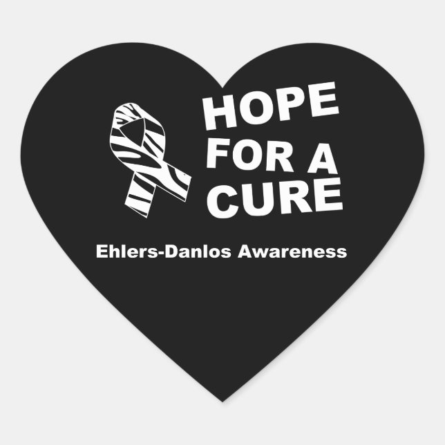 EDS Hope for a Cure Zebra Ribbon Heart Sticker (Devant)