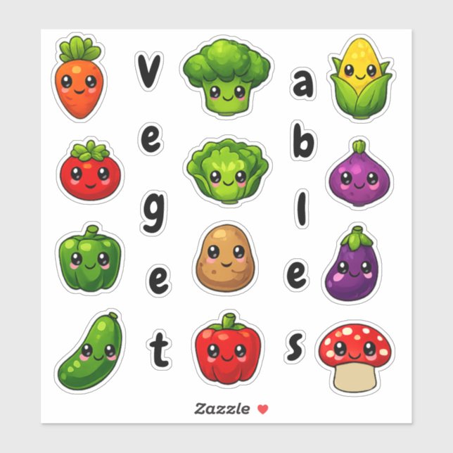 Educational Vegetable Stickers - Fun for Kids (Feuille)