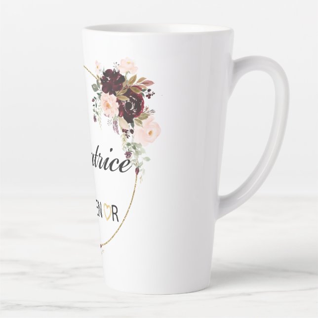 Éducatrice Floral Aquarelle Latte Mug (Droite)