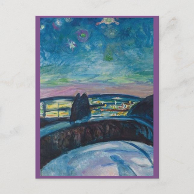 Edvard Munch, Starry Night Painting Carte postale (Devant)