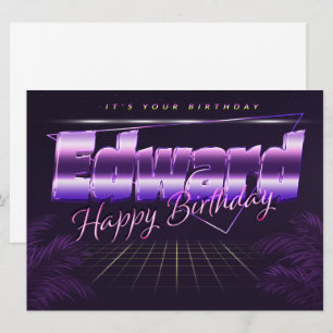Edward Nom Prénom carte rétro lilas Anniversaire