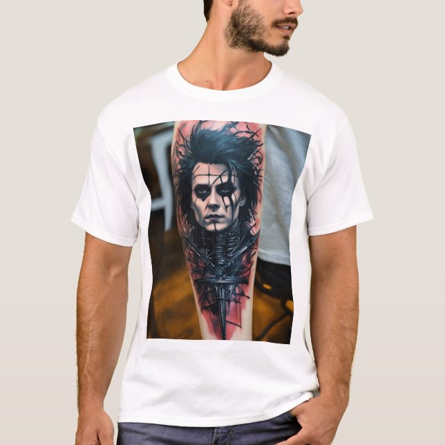 Edward Scissorhand T-shirt tatouage Abstrait (Devant)