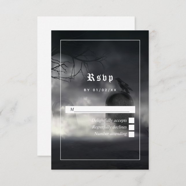 Eerie Gothic Wedding Carte RSVP (Devant / Derrière)
