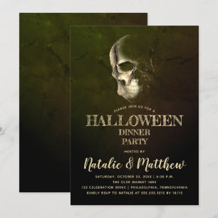 Eerie Night Skull Halloween Diner fête Invitation