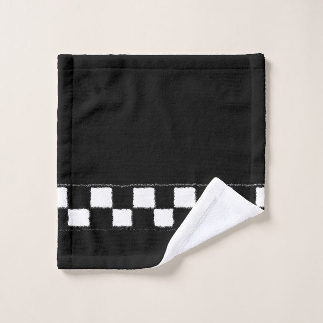 Effet Checkered noir et blanc d'éclaboussure (Gant de toilette)