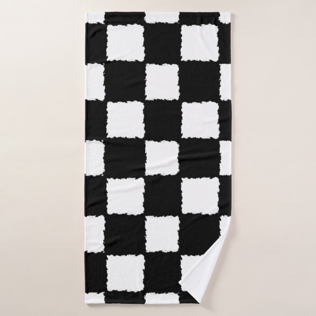 Effet Checkered noir et blanc d'éclaboussure (Serviette de bain)
