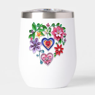 Effet de quadrillage papier 3D coeur floral