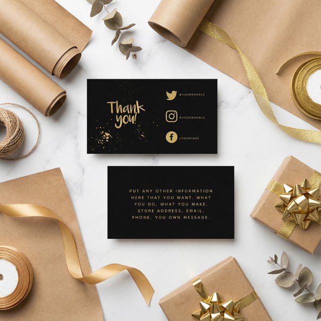 Effet Foil merci Liens sociaux insérer la carte (Foil effect thank you Social Links insert Card.)