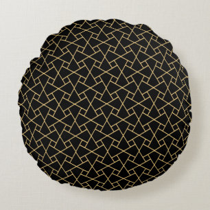 Effet or sur le Coussin rond islamique noir