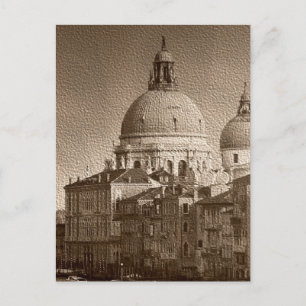 Effet Papier Sepia Venise Grand Canal Carte Postal