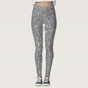Effet Parties scintillant argent Leggings femmes