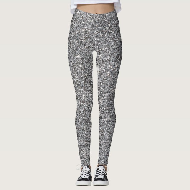 Effet Parties scintillant argent Leggings femmes (Devant)