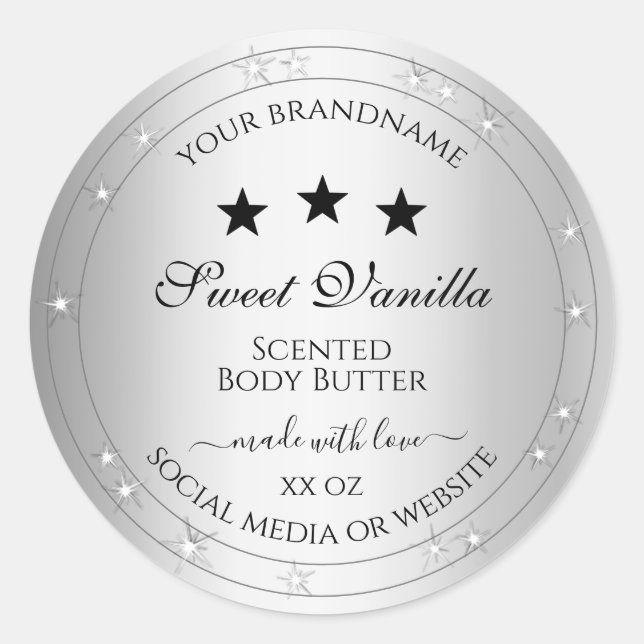 Effet Parties scintillant d'argent Étiquettes d'em (Devant)