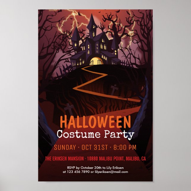 Éffrayant Castle Halloween Costume Party | Poster (Devant)