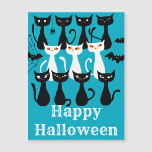 Éffrayant drôle chats Halloween carte magnétique