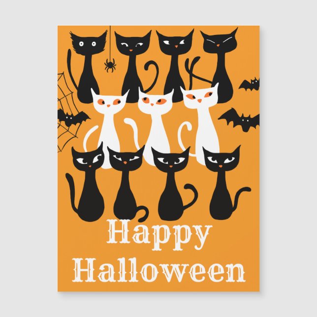 Éffrayant drôle chats Halloween carte magnétique (Devant)