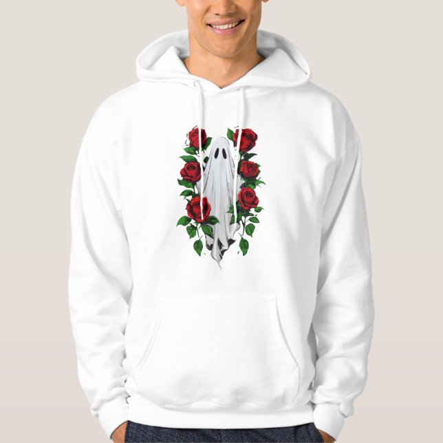 Éffrayant fantôme et rouge Roses Sweat - shirt à c (Devant)