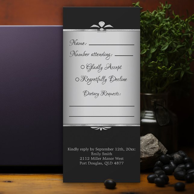 Éffrayant gothique noir chauve Mariage d'Halloween (gothic Halloween Wedding black deco rsvp response cards
)