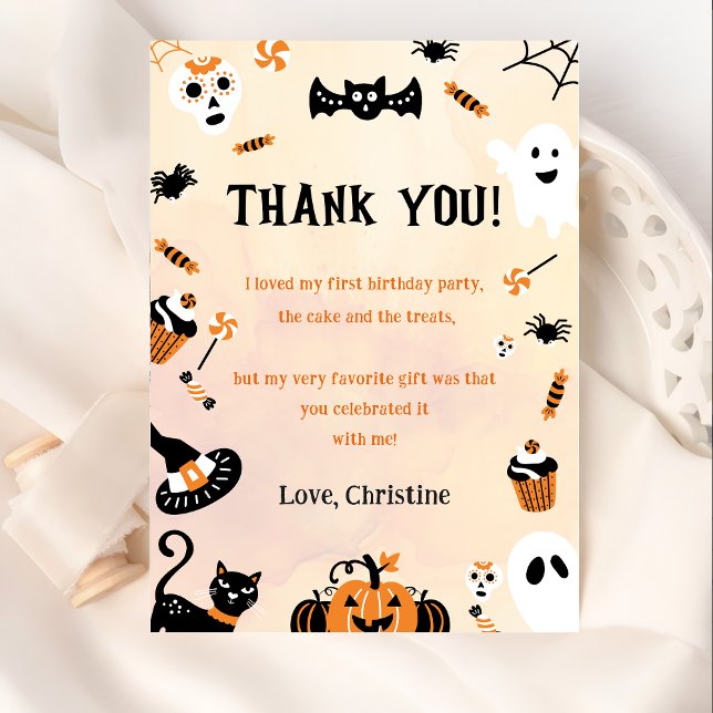 Éffrayant Halloween Cute Ghost Carte de remercieme (Créateur téléchargé)