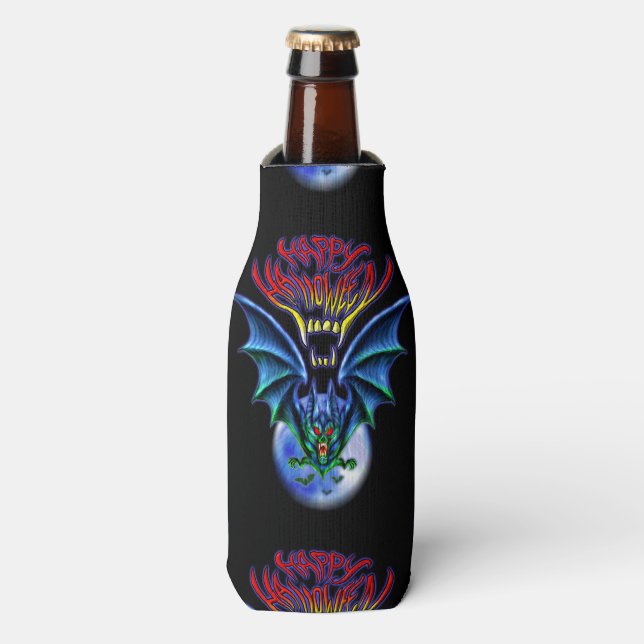Éffrayant Happy Halloween chauve Glacière de boute (Bottle Devant)