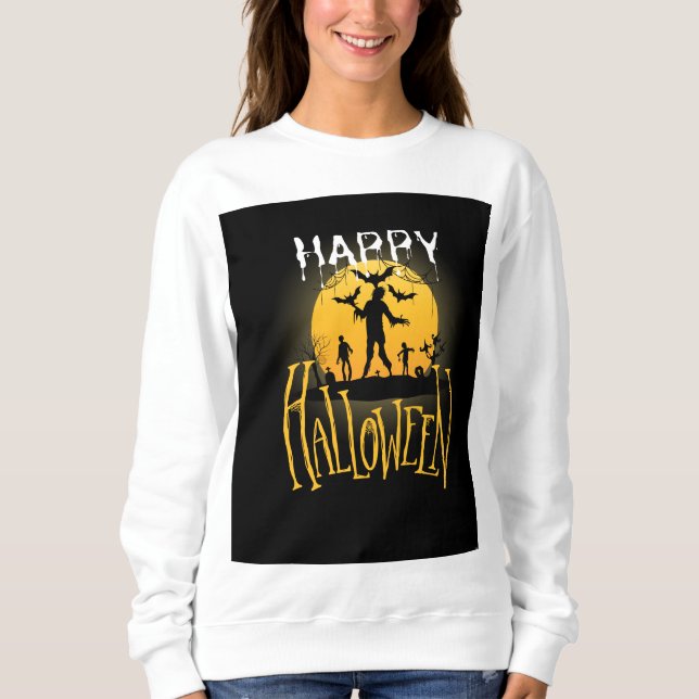 Éffrayant Happy Halloween Sweatshirt (Devant)