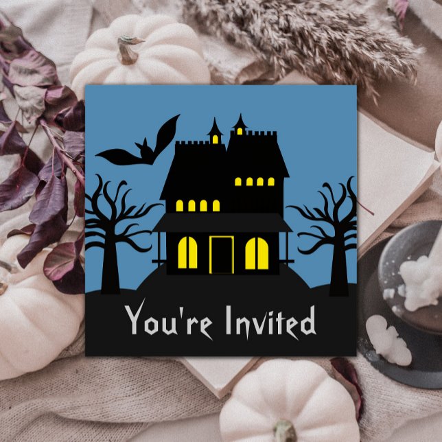 Éffrayant Haunted House Halloween Invitation (Spooky Haunted House Halloween Invite)