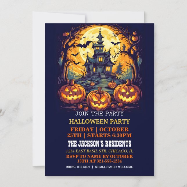 Éffrayant Haunted House Halloween Invitations de l (Devant)
